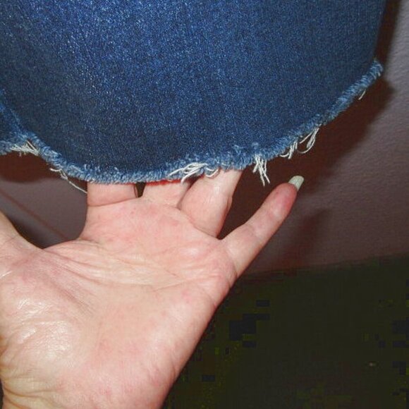 Women's Wide Leg Jeans Size 30 Baggy Rhinestones Bling Fringe High Rise Oat NY - Picture 5 of 10